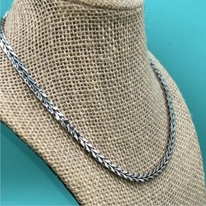 Vintage Monet Silver Wheat Chain Necklace 18" Lobster Clasp Silver Tone.